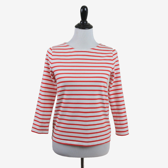 J Crew Size XS Open Tie Back Top Mariner Cloth Orange White Stripe - Picture 2 of 10